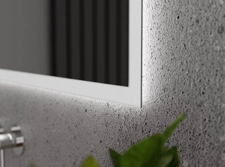 Ansbach Basic Badeværelsesspejl - Sandblæst kant - LED Lampeudtag - 60x80