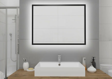 Düsseldorf Basic badeværelsesspejl med backlight LED - Sort ramme - 60x80