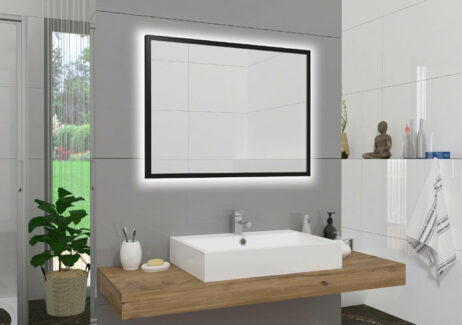 Düsseldorf Basic badeværelsesspejl med backlight LED - Sort ramme - 60x80