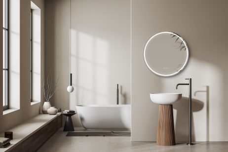 Exclusive Fuerteventura - LED frontlight spejl i sort ramme med touch, antidug, justerbar lysstyrke og farvetone - Flere størrelser
