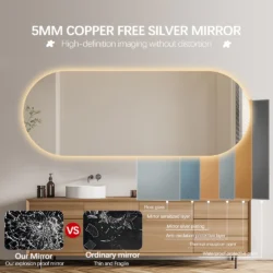 Ovalt Koniseur LED backlight Spejl med antidug - Flere størrelser