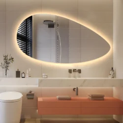 DEMO-Koniseur Dråbeformet backlight spejl, Antidug - H70 x B155 cm - BESKADIGET EMBALLAGE