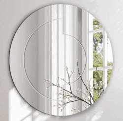 Rundt facetslebet spejl - Half Circles Ø80cm