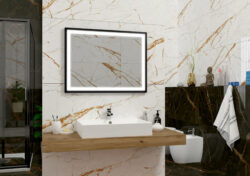 Badeværelse LED spejl 60x80 - Sandblæst ramme frontlight