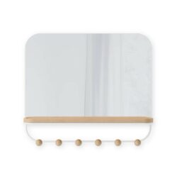 ESTIQUE - Spejl med knager - Hvid