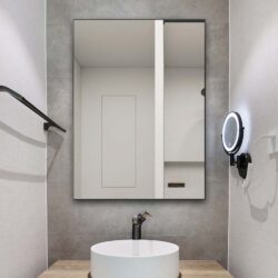 Koniseur spejl med 14 mm sort aluminiums ramme