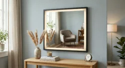 Frontlight spejl til lampeudtag 60x80 , med sort alu ramme DEMO brudt emballage