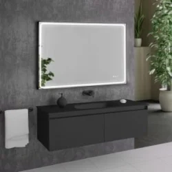 Exclusive Valencia - LED frontlight spejl i sort ramme med touch, antidug, justerbar lysstyrke og farvetone - flere størrelser