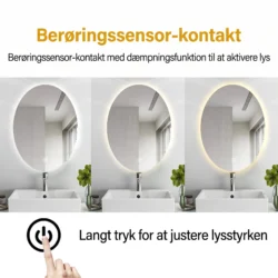 Koniseur Ovalt Badeværelse spejl med LED, Antidug og Sensor