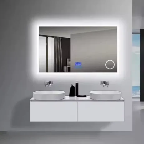 Premium badeværelses spejl 75x180 cm med LED, Antidug, Touchsensor, Bluetooth højtaler og Makeupp spejl RESTPARTI