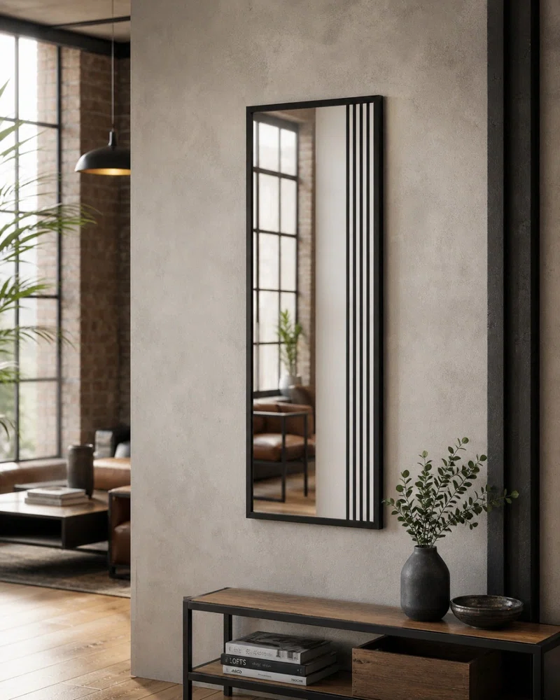 Spejl 160x50 cm. med sort ramme demo emballage brudt