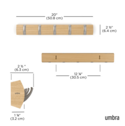 Umbra knagerække - flip 5 kroge - natur