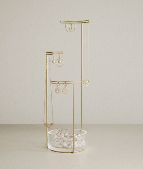 TESORA smykkestativ - Glas/messing