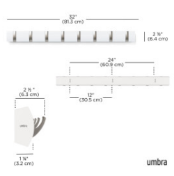Umbra knagerække - flip 8 kroge - hvid