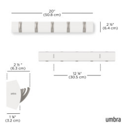 Umbra knagerække - flip 5 kroge - hvid
