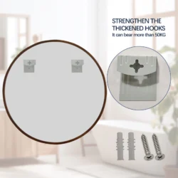 Rundt Koniseur spejl med 12 mm træ ramme Ø 80 cm