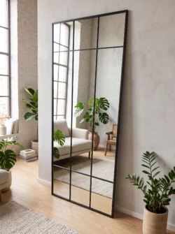 Koniseur New york spejl Sort ramme 80x200 - hærdet glas