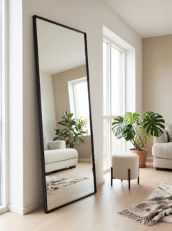 Koniseur Spejl Sort ramme 80x180 - hærdet glas